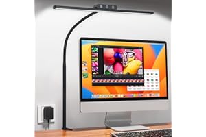 EppieBasic Desk Lamp, LED Desk Lamp for Home Office, Eye-Caring Architect Desk Light with Clamp, Overhead Monitor Light with 4 Color Modes & Brightness, Modern Table Lamp for Work Study and Read