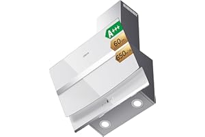 CIARRA CBCW6736N Class A+++ 650m³/h Touch Control Angled Cooker Hood 60cm with LED Lights Recirculating & Ducting Wall Mounted Range Hood 600mm Kitchen Extractor Fan