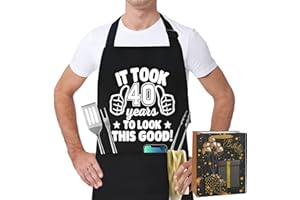 VEGCOO 40th 50th 60th Cooking BBQ Chef Aprons for Men Women, Funny Birthday Gift for Men Women