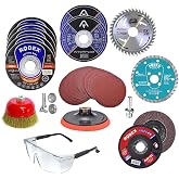 Badem10 34 PAR&Ccedil;A Cırt Zımpara Kağıdı Spiral Avu&ccedil; İ&ccedil;i Taşlama Mermer Ahşap İnox Meltak Kesici Kesme Flap Disk Seti