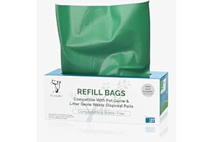 EcoLeo Refill Bags, Compatible with Litter Genie, Litter Champ and Litter Locker, Eco-Friendly, Plastic-Free, Compostable, Replaces Cartridges (Equals 4-Pack of Name Brand) (27-Count)