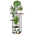 AZERPIAN Plant Stand 5 Tier Indoor Metal Flower Shelf for Multiple Plants Corner Tall Flower Holders for Patio Garden Living Room Balcony Bedroom, Black (Black)