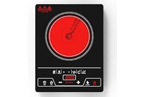 VBGK Portable Ceramic Hob 2000W, Single Electric Hob with LED Touch Screen, 8 Power Levels, Safety Lock &Timer,Overheat Protection,220V Hot Plates for Cooking