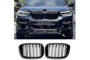 Hengjiayao G01 G02 Griglia per radiatore nera per BMW X3 G01 2018-2021 X4 G02 2019-2021 Grill Nero Sport Gloss Doppio Rene (For G01 G02 2018-2021)