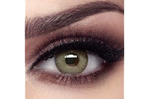 FAMELENSES BELLA ELITE farbige Kontaktlinsen GRAY OLIVE (Dioptrien -0.00) – stark deckende Monatslinsen für 3 Monate, Olive-Grüne Farblinsen, perfekt für dunkle Augen