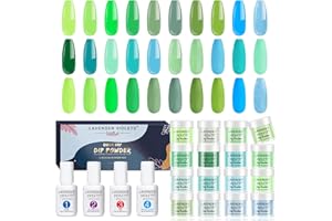 ‎LAVENDER VIOLETS Lavender Violets Dip Pulver 20Pcs Dipping Powder System mit Base&Top Coat, Aktivator Brush French Nagel Polish Weiß grün blau Sommer bis Herbst Maniküre Nail Art Zombies Anfänger M969