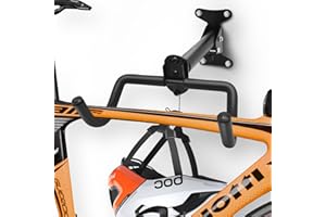 JNUYISW Soporte de Pared para Bicicleta, Plegable Colgador Bicicleta Pared con Gancho para Casco, Espuma Acolchada Capacidad de 30Kg Distancia Ajustables Colgar Bicicletas Pared para Garaje, Interior