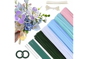 DYUEE 400Pcs Pipe Cleaners for Crafts Flowers Chenille Stems DIY Flower Making Kit with Floral Wires, Tape, Stamen & Ribbon, Pipe Cleaner for Tulip Bouquet, Fuzzy Sticks Arts & Crafts Supplies (Colourful)