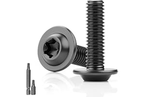 KGGZKG 25 tornillos de cabeza alomada, negro, M5 x 20 mm, tornillos de cabeza plana con brida, tornillos Torx 304, acero inoxidable con arandela A2 V2A, rosca completa, óxido con 2 llaves Torx T25 para