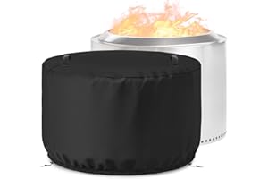 Apipi Fire Pit Cover for Solo Stove Yukon 2.0 - 28''Dia x 17''H Durable Waterproof 600D Round Cover Firepit Accessories with Drawstring Handles, Easy to Use for Outdoor
