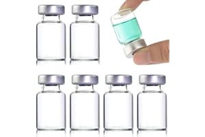 LMYKH Confezione da 10 flaconcini sigillati da 5 ml, con fondo trasparente, flaconcini di vetro trasparenti con apertura autorigenerante