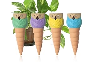 MKNZOME Oyas a Planter Terre Cuite, 4 Pièces Arrosage Goutte à Goutte Ollas Terre Cuite Arrosage Automatique Plantes Irrigation Goutte a Goutte Bouteille pour Jardin Maison Intérieur Extérieur