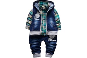 YAO Spring Autumn Baby Boys 3pcs Clothing Set Cotton Shirt Jeans Denim