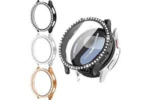 MYAPULUA Galaxy Watch 7 Screen Protector,Bling Case for Samsung Watch 7 Screen Protector 40mm,Hard PC Bumper Case+Tempered Glass Diamond Glitter Protective Cover for Samsung Galaxy Watch 7 Case,black