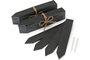 KINGLAKE 20pz 20X3CM Étiquettes Plantes en Ardoise pour Plantes, Étiquettes Jardin Exterieur Avec Stylo, Étiquette Potager, Étiquette pour Semis