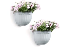 T4U 2pcs 26.5CM Pots Suspendus Plantes Mural Support Fleur Paniers - Gris Clair, Plastique Pot de Aloès Herbe Orchidée Paniers de Résine Décoration de Mariage pour Maison Jardin la Fenêtre Porche