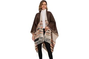 colornival Chal Elegante para Mujer Capa Frontal Abierta Poncho Suave, Adecuado para Primavera, Otoño e Invierno