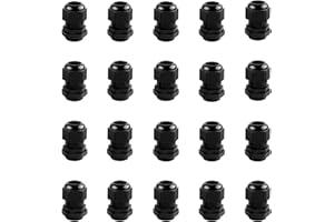 SMARTMASTER Cable Glands M20 20mm, 20Pcs Waterproof Nylon Cable Gland Black Cable Glands Cable Grommet Suitable for 6-12mm Cables, Cables Entry for Outdoor Garden Switch Box Junction Box
