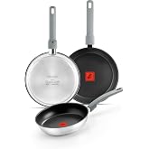 Monix Elite Non Stick | Set of 3 Frying Pans 20-24-26 cm, 18/10 Stainless | Non-stick Tricayer PFOA Free, TherMonix Temperatu