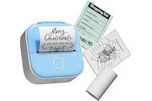 COLORWING T02 Impresora térmica de pegatinas, cápsulas de impresión mini, Bluetooth, inalámbrica, sin tinta, para álbumes de recortes y diario, compatible con Android e iOS, color azul