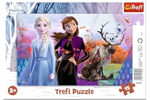 Trefl-Mundo mágico de Anna y Elsa, Disney Frozen 2, de 15 Piezas, para niños a Partir de 3 años Puzzle, Color Coloreado, (31348)