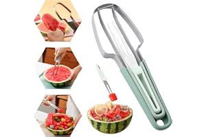 HOME-X 3-in-1 Watermelon Fork Slicer Cutter, Stainless Steel Melon Slicer Cutter, Watermelon Popsicle Cutter, Portability Fruit Fork for Camping Kitchen Gadgets/Tools