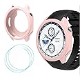 GIOPUEY Silicone Case Compatible with OnePlus Watch 2/OPPO Watch X, with 3 Pack Screen Protector Flim, Soft TPU Silicone Protective Case Cover, OnePlus Watch 2/OPPO Watch X Cover - Pink