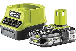 RYOBI - Batterie Lithium+ 18V ONE+ 1,5Ah - Compatible et Rétro-Compatible avec les Outils de Bricolage et Jardinage 18V ONE+ - Indicateur de Charge - Livrée avec 1 Chargeur Rapide 2,0A - RC18120-115
