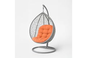 HOMESCAPES Egg Chair Cushion, Thick & Plush Hanging Basket Swing Chair Cushion 100% Cotton Cover for Canopy Swings, Hammock, Garden Patio Indoor Outdoor, Breathable, Round 80 x 120cm - Burnt Orange