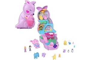 Polly Pocket Kangurki Zestaw torebka 2 w 1 z 2 mikrolalkami i akcesoriami, HKV50