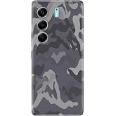 Senada Tecno Camon 40 Pro 5G Korumalı ile Uyumlu Kılıf Retro Art Desenli Esnek Silikon Gri Kamuflaj