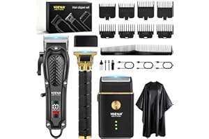 HIENA PRO Tagliacapelli Uomo Professionale, Macchinetta per Capelli Senza Fili, Regolabarba, Rasoio a Lamina, Kit Completo per Rasatura e Taglio di Capelli Elettrico
