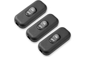 MELLBREE Schnurschalter, 3 Stück Wippschalter Inline Schalter Zwischenschalter Kabelschalter 6A 250V für 2-adrige und 3-adrige Zuleitungen Kompatibel mit alle Arten von Elektrischen Lampen Tischlampen Schwarz