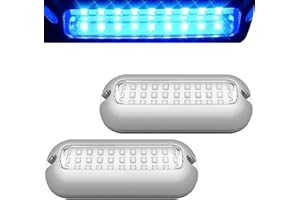 Greluma 2pcs 27 LEDs Boat Underwater LED Lights, Marine Pontoons Underwater Boat Tail Light, Waterproof IP68 Stainless Steel Boat Deck Lights, LED Rear Fish Lights - Blue