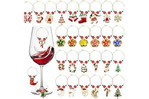 iZoeL 30Stk Glasmarkierer Weihnachten Glass Anhänger Sektgläser Weinglas Markers Charms Glaeser Erkennung Wiederverwendbar Keine Verwechseln Mehr