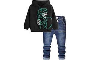 VUNCIO Ensemble Hiver Garçon 1-7 Ans Vêtements Enfants Garçons Pantalon Jeans Et Haut Sweat a Capuche Dinosaure Mignon Animal Dessin Fashion Casual Sport Jogging Vacances