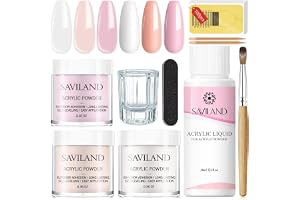SAVILAND Akryl nagelset startset: 3 färger akrylpulver klar rosa naken