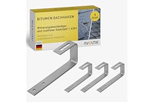 Avoltik Dachhaken Photovoltaik Befestigung für Bitumen/Schiefer/Schindel & Dachziegel 4 Stück I hochwertige Solar Dachhaken aus Edelstahl 1.4301 I sichere & langlebige Befestigung auf Bitumen
