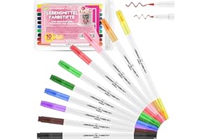 ‎HE-JU He-Ju Lebensmittelstifte essbar 10er Set ohne E171, vegan, glutenfrei, Lebensmittel Stifte Set in 10 Regenbogenfarben mit 2 Spitzen zum Malen und Schreiben auf Torten & Co.