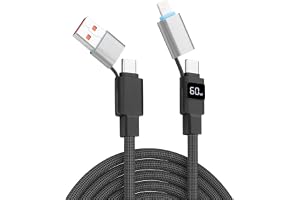 YACSEJAO 1,2 m (1,20 m) 4-i-1 USB C multiladdningskabel med LED-skärm