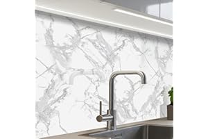 KitchenYeah© Paraschizzi Cucina Adesivo 60x80 cm Pannello Parete Paraspruzzi Rivestimento Marmo - Puro - Grigio - Venature