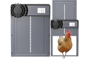 CHAMUTY Porta Automatica per Pollaio con Display, Porta Automatica Pollaio Alluminio, Timer di Ritardata Serale e Mattutina, Porta Pollaio Automatica, Grigio