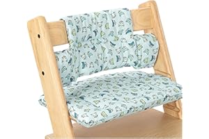 Mhwgo Hochstuhl Kissen für Stokke Tripp Trapp, rutschfest Hochstuhl Sitzkissen Set, Bio Baumwolle Baby Sitzkissen, Verdickung Weiches für Baby & Kids mit Klettverschluss, Hochstuhlzubehör (E)