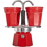 Bialetti - Mini Express Kandisky: Set with Coffee Maker 2 Cups (3 fl oz) + 2 Cups, Red, Aluminium