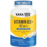Tata 1mg Vitamin D3 + K2 (MK-7) | Supports Stronger Bones, Immunity & Calcium Absorption | 600 IU Vitamin D3 + 55 mcg K2 | Li