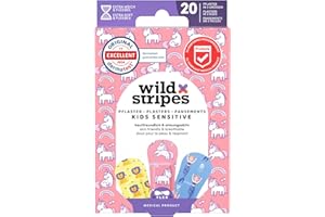 Wild Stripes Set de tiritas para niños I Tiritas para dedos I Kids Fantasy I Tiritas para niños suaves para la piel I Apósitos resistentes al agua I Protección 24 horas I Diseños mágicos I 20 piezas