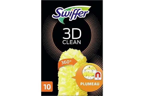 Swiffer Duster Plumeau Nettoyage 3D 360, Attrape Et Retient La Poussière, Recharges, 10 Unités