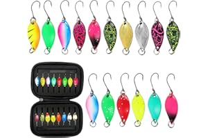 LUMOOM 16 pezzi Set di Esche per Trota, Cucchiai Rotanti e Ondulanti da 2,5 g/3,5 g/5 g, Esche Multicolori per Pesca, Accessori da Pesca con Scatola Portaesche per Luccio, Trota, Persico, Sandre