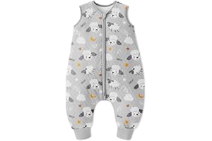 Looxii Saco de Dormir bebé con Pies 1.5 TOG Algodón Saco Dormir En otoño Todo el año para 18-36 Meses Niños Niñas 80 cm