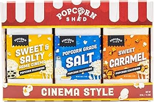 Popcorn Shed Cinema Style Popcorn Seasonings (3 Flavours) - Sweet and Savoury Popcorn Flavouring Variety Pack, Easy & Low Calorie Snack, Perfect for Parties, Movie Nights & Gifting